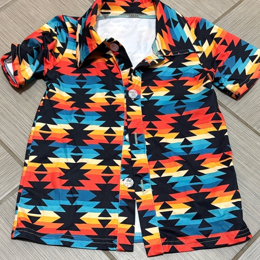 Vibrant Patterned Kids Button Down Shirt